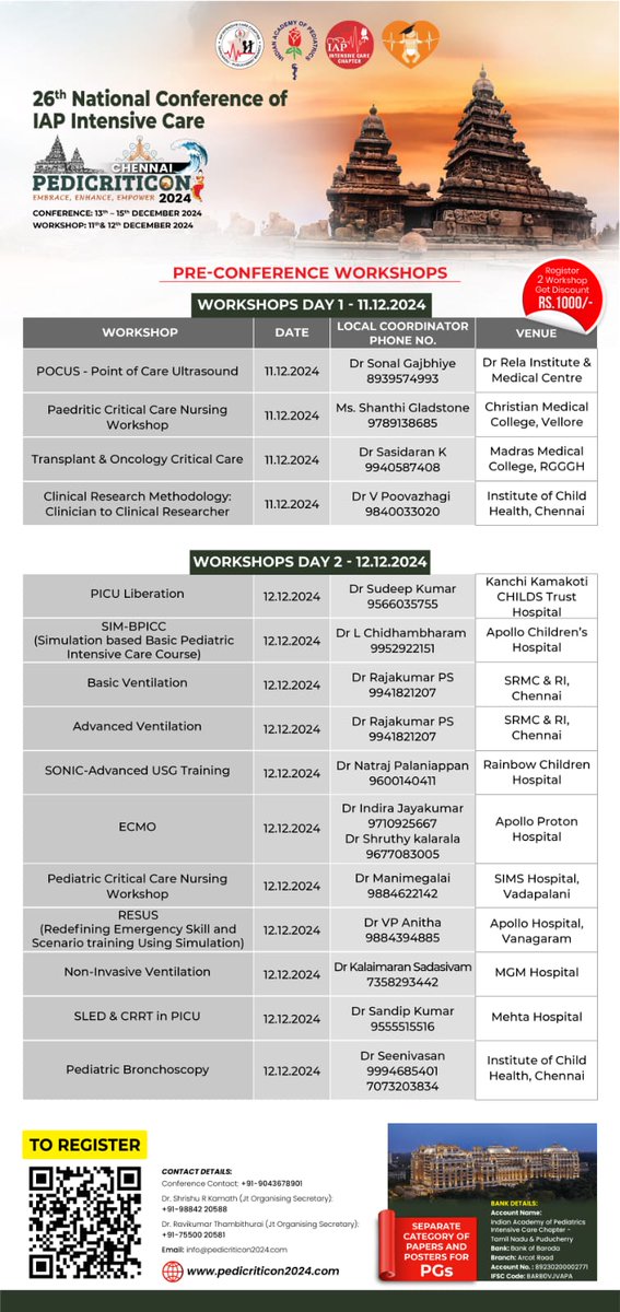 Preconference workshop at PEDICRITCON 2024, Chennai. Secure your spot soon as workshops are filling up fast. #picu #pedicriticon24 #NationalConference #preconference #workshop