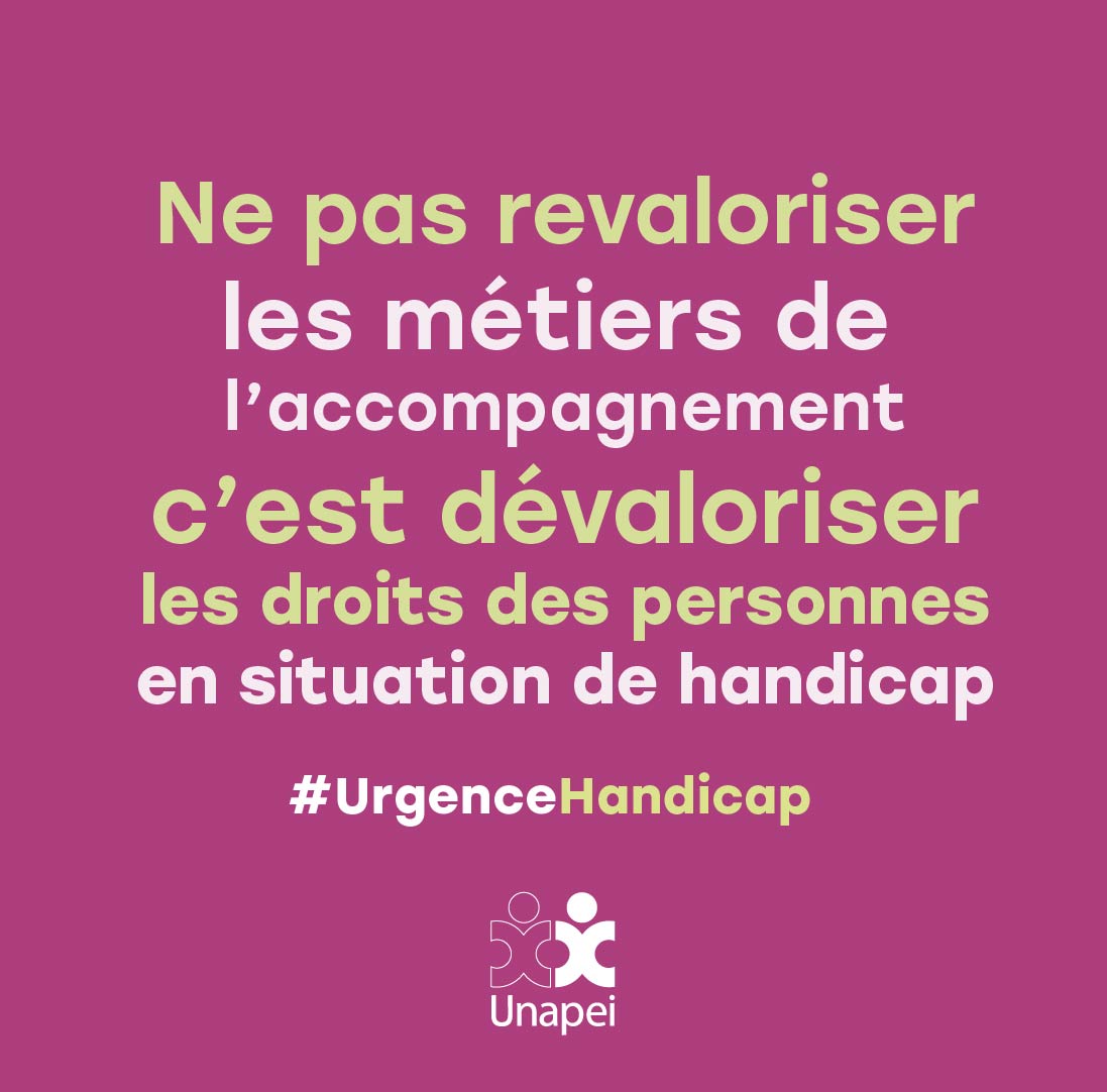 Unapei_infos's tweet photo. 🟢🚨 Législatives 2024 : ne pas revaloriser les métiers de l’accompagnement, c’est dévaloriser les droits des pers. en sit. de handicap !✊ Découvrez nos revendications : ➡️https://t.co/Gk6aX6nwUU https://t.co/HvPkB96sLy