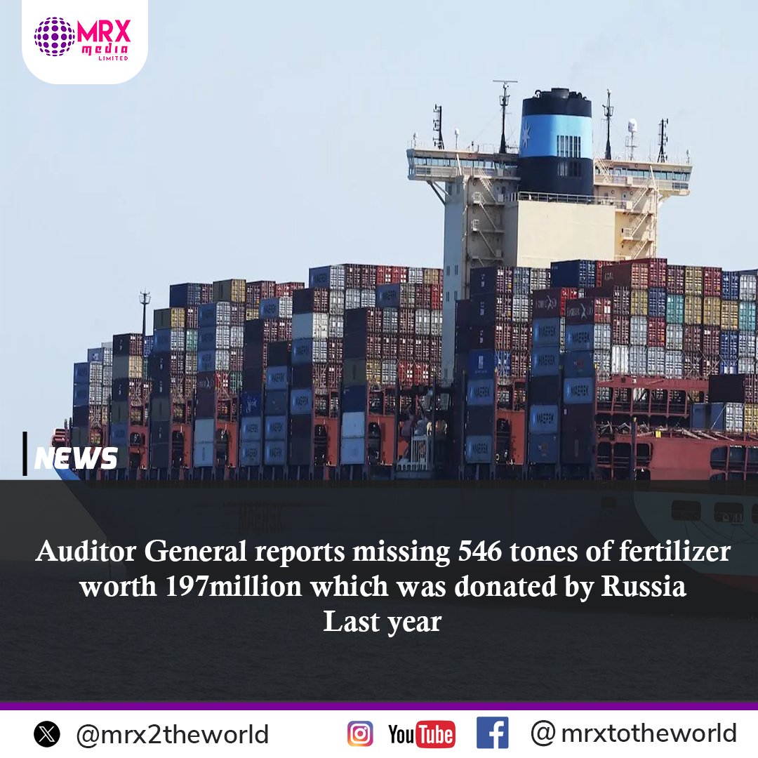 MRX2TheWorld's tweet photo. Auditor General report reveals 564 tonnes of fertiliser worthdisappeared before reaching the port of Mombasa 
#MRXNews https://t.co/1CU6iwqqId