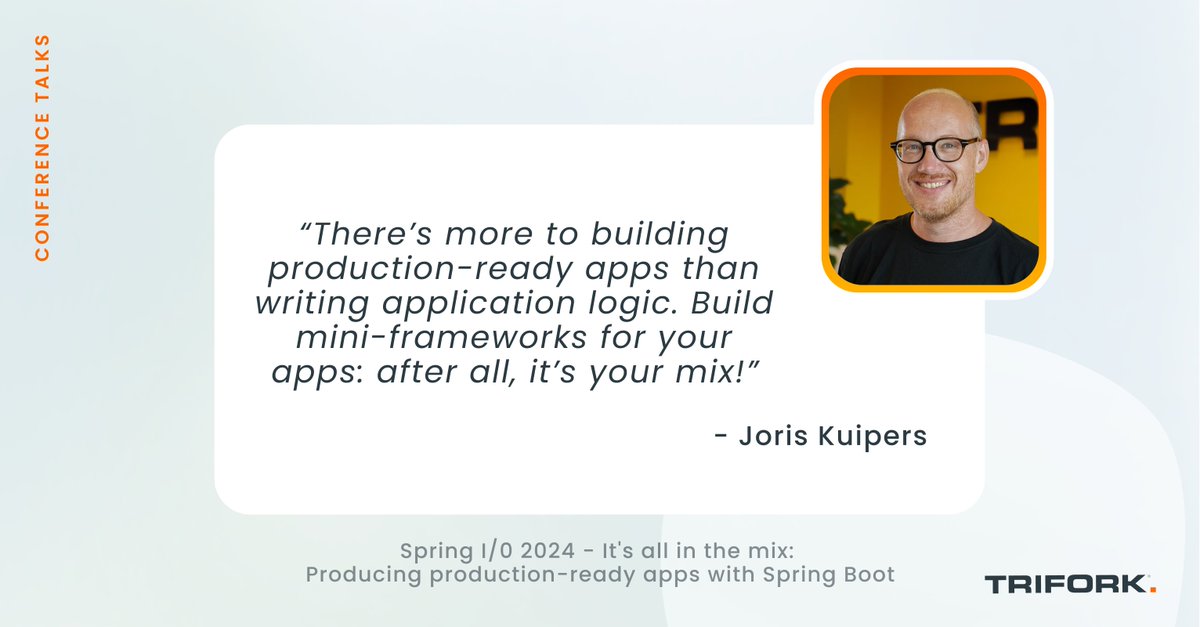 Trifork Amsterdam (@triforkams) on Twitter photo ⚡️ Dive into key insights from our CTO, <a href="/jkuipers/">Joris Kuipers</a> from <a href="/spring_io/">Spring I/O</a> this year.
His talk "It's all in the mix: Producing production-ready apps with Spring Boot" explores essential techniques like caching, performance tuning, and observability.
👉🏼 youtube.com/watch?v=EEHJek… ⚡️ Dive into key insights from our CTO, <a href="/jkuipers/">Joris Kuipers</a> from <a href="/spring_io/">Spring I/O</a> this year.
His talk "It's all in the mix: Producing production-ready apps with Spring Boot" explores essential techniques like caching, performance tuning, and observability.
👉🏼 youtube.com/watch?v=EEHJek…