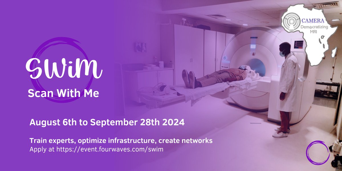 We are excited to announce the 2024 Scan with Me (SWiM) Program! Join us for a #Free #HandsOn #Hybrid 🧠 #MR training designed to upskill MRI techs in LMICs.

📅Aug 6 - Sept 28 2024

🔗Applications open today:  event.fourwaves.com/swim
<a href="/SiemensHealth/">Siemens Healthineers</a> <a href="/ISMRM_Africa/">ISMRM African Chapter</a> <a href="/thehoriafrica/">HORI AFRICA</a>