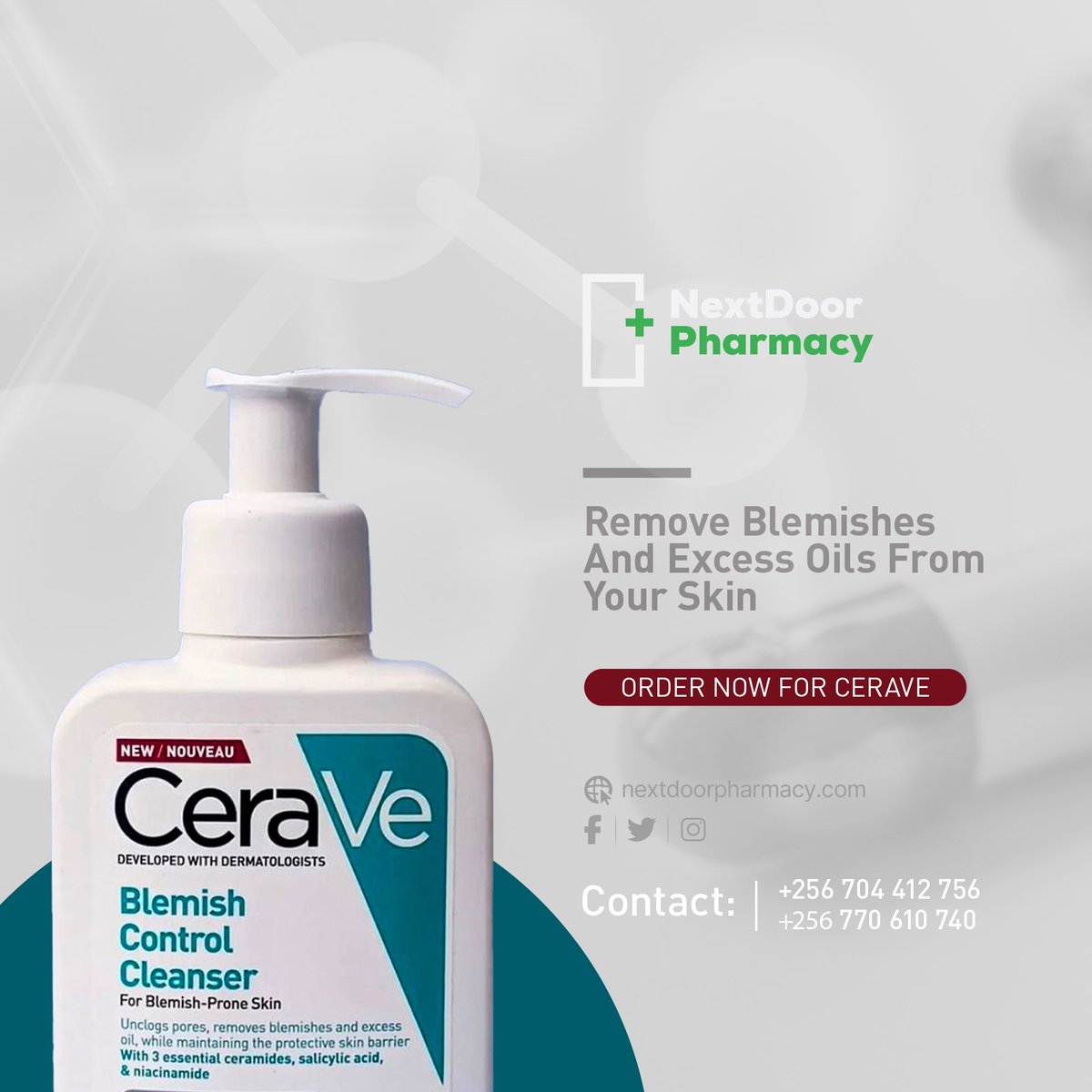 Say goodbye to blemishes and hello to clear, smooth skin with Cerave's Blemish Control Cleanser!

This cleanser penetrates pores to eliminate the cause of spots and blemishes while respecting your skin's natural barrier.

#Cerave #BlemishControl #ClearSkinGoals #nextdoorpharmacy
