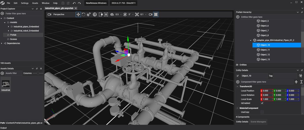 The first Evergine 2024 release is here!

What's new?
- New .NET 8 templates
- Official support for Quest 3
- Nested Prefab &amp; New Editor
- SkiaSharp image loaders
- GTLF Draco compression
- New Runtime libraries
- MRTK &amp; XRV improvements

evergine.com/first-evergine…