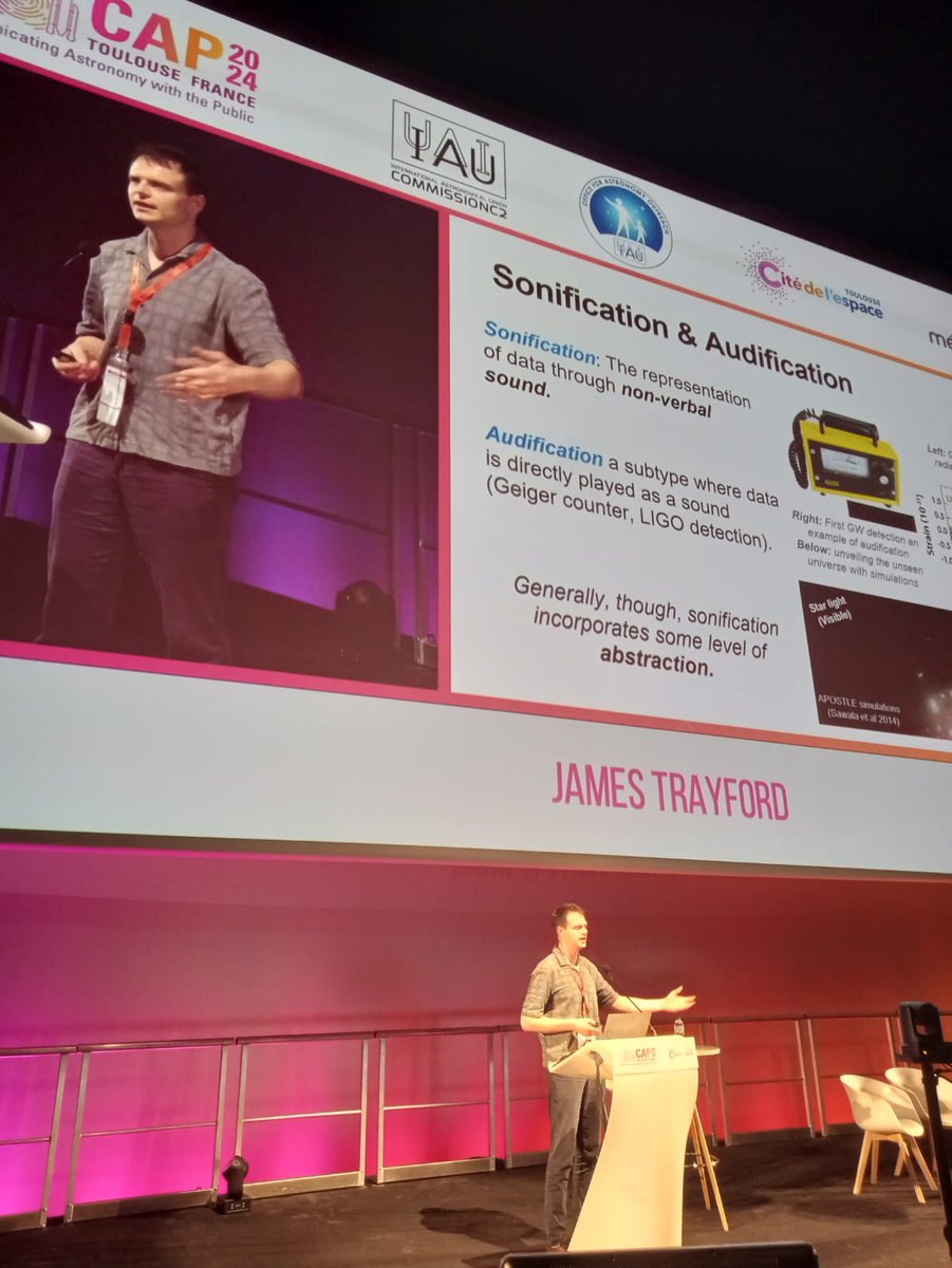 trayfud's tweet photo. Had a great time at #CAP2024 in Toulouse! Amazing people and projects, and a chance to demo our sonification on the big IMAX set up. Flight was cancelled and stuck in Toulouse over the weekend, not so bad... @CAPconference https://t.co/1nGYNMgDJQ