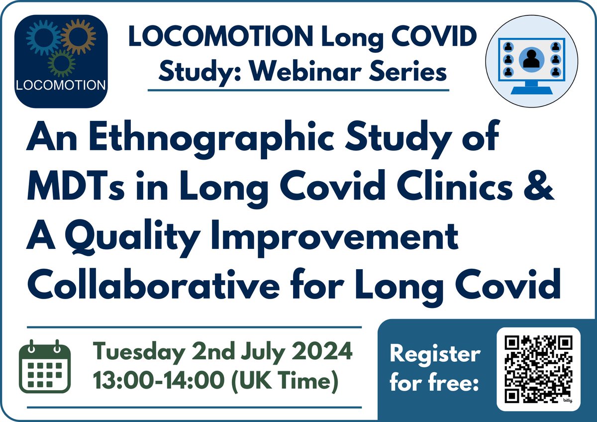 LOCOMOTIONstudy (@locomotionstudy) on Twitter photo Still time to register for our next #LongCOVID webinar! 💻
Today at 1pm BST 🕐
Register now for free: events.teams.microsoft.com/event/6d2f7641…
<a href="/long_covid/">Long Covid Support</a> <a href="/LongCovidSOS/">Long Covid SOS @longcovidsos.bsky.social</a> <a href="/LongCOVIDPhysio/">Long COVID Physio</a> <a href="/C19LH_Advocacy/">COVID-19 Longhauler Advocacy Project</a> <a href="/SessionsTlc/">The Long Covid Sessions Podcast</a> <a href="/NIHRresearch/">National Institute for Health and Care Research</a> <a href="/trishgreenhalgh/">Trisha Greenhalgh</a> Still time to register for our next #LongCOVID webinar! 💻
Today at 1pm BST 🕐
Register now for free: events.teams.microsoft.com/event/6d2f7641…
<a href="/long_covid/">Long Covid Support</a> <a href="/LongCovidSOS/">Long Covid SOS @longcovidsos.bsky.social</a> <a href="/LongCOVIDPhysio/">Long COVID Physio</a> <a href="/C19LH_Advocacy/">COVID-19 Longhauler Advocacy Project</a> <a href="/SessionsTlc/">The Long Covid Sessions Podcast</a> <a href="/NIHRresearch/">National Institute for Health and Care Research</a> <a href="/trishgreenhalgh/">Trisha Greenhalgh</a>