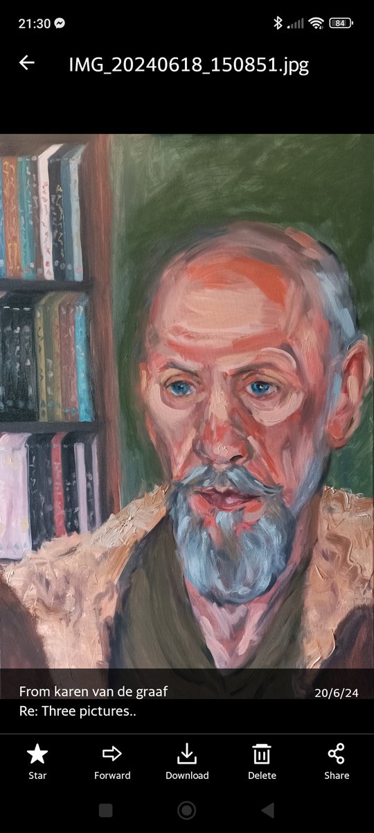 A man called Pete loves movies.  A backdrop of DVD cases highlights his strong distinctive features. #oilpaintings 

#portraitoftheday #portraitpainting #portraitartist #scottishartist #karenvandegraafartist #karenvandegraaf #facesfromlife #commissions #britishportraitartist