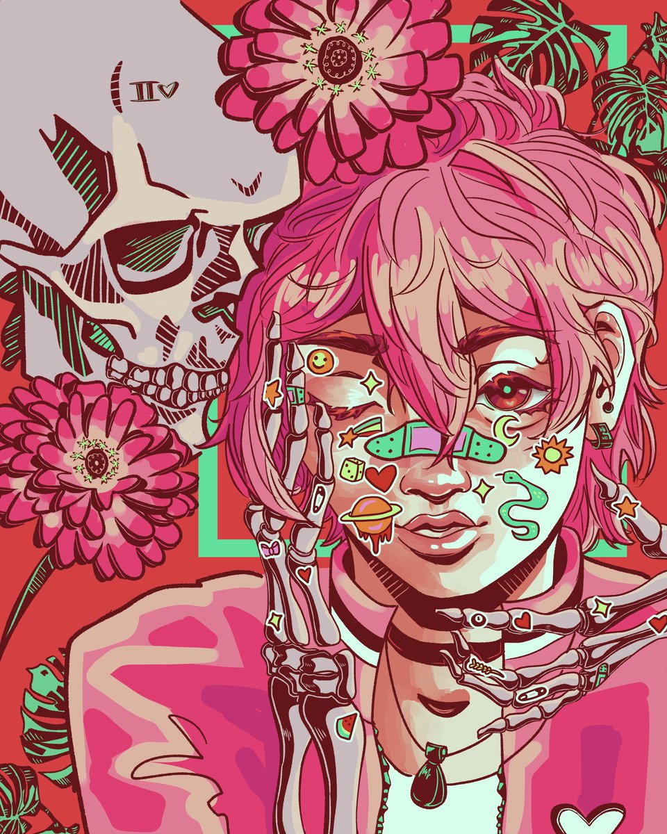 forgot to post this here when i did it but this was a commission for my friend leo of his oc max <3