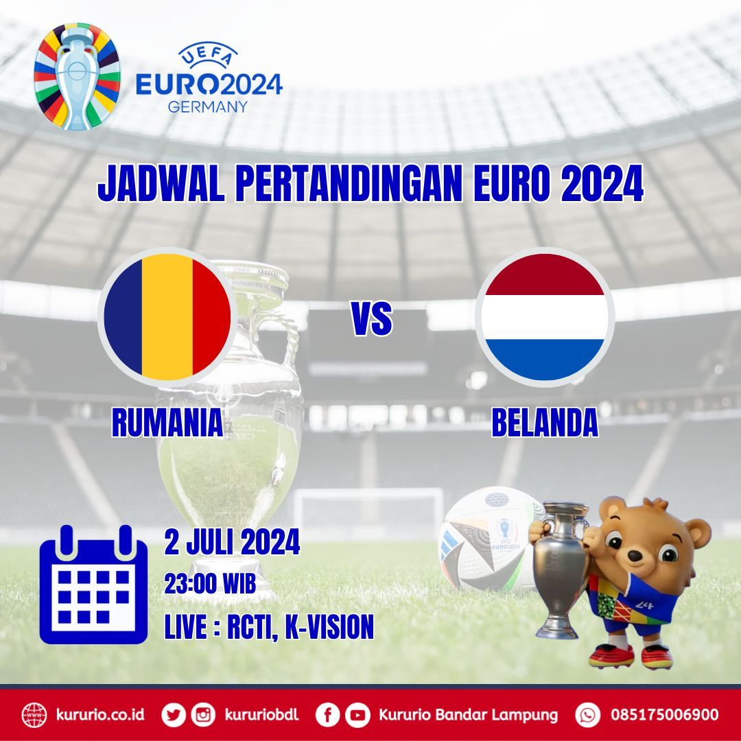 Jadwal EURO 2024

Rumania vs Belanda   

2 Juli 2024 (23:00)

Live  RCTI &amp; K-Vision

#euro2024
#germany
#football
#sepakbola
#kururio
#kururiobdl
#bandarlampung