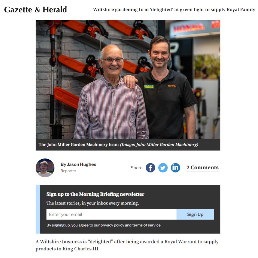 JohnMiller_GM's tweet image. We have been featured in the Wiltshire Gazette and Herald 🥳
Great news continuing the celebrations of our Royal Warrant! 

Read the full article here: 
gazetteandherald.co.uk/news/24393466.…

#JohnMillerLtd #GardeningExperts