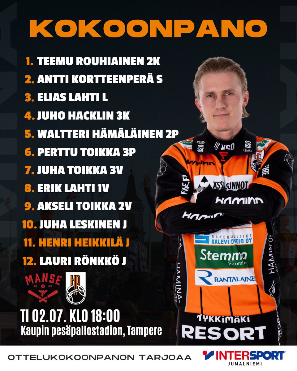 Illan kokoonpanot Seinäjoella sekä Tampereella💥 HP:n omalle kasvatille Nella Sarnikorvelle ensimmäinen peli Superpesiksessä🤩 Sara Koivikko tänään lukkarina yhden pelin lainalla Pesäkarhuista. Sara on myös HP:n oma kasvatti! 

#pesis