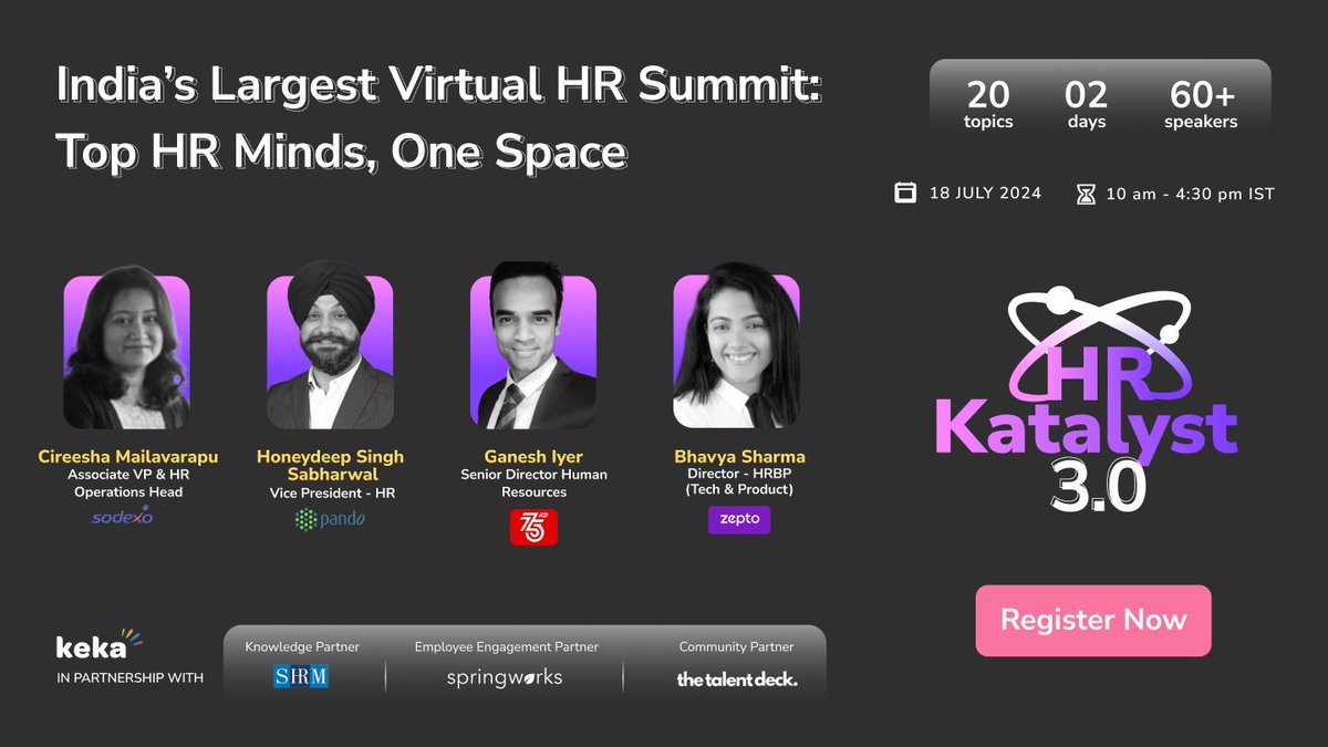 @KekaHR is back with the 3rd edition of their biggest virtual HR Summit - HR Katalyst 3.0.
And I'm t