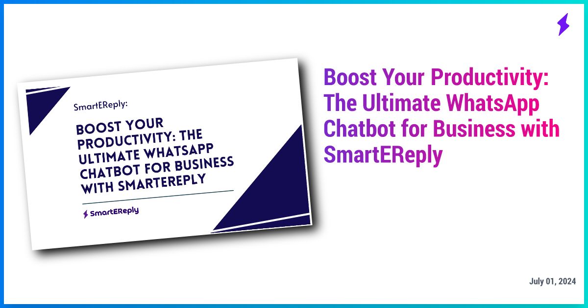 SmartEreplyNew's tweet image. 🔧 Boost your productivity with #SmartEReply! 🔧 Transform your #WhatsApp business communication with AI-powered automated responses. 
Save time &amp;amp; enhance customer interaction.
Learn more: [smartereply.com/blogs/boost-yo… ]
#Buildinpublic#TORCHBEARER JIN  #OccupyCBDTuesday