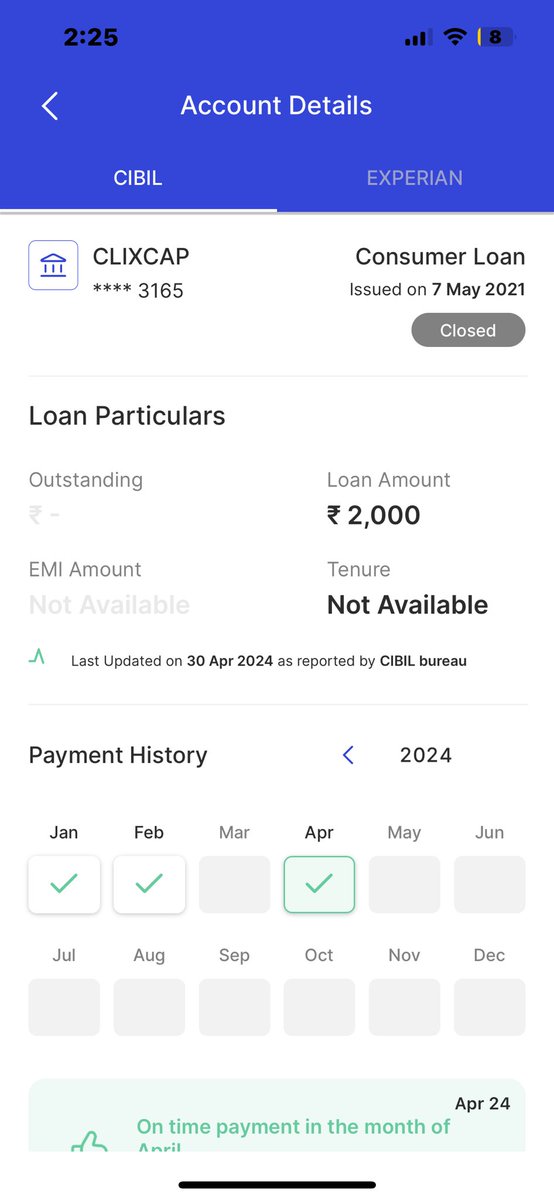 ShobhenT's tweet photo. @Paytmcare 
You guys said that my loan request was closed on your end but I can see even after a year it is still active my CIBIL is getting affected the payment have been done a long time ago  but still you guys are closing the loan.
Either its your mistake or Clixcaps https://t.co/BTEtAeJvdF