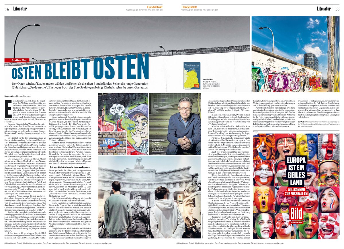 Manès Weisskircher (@manesweissk) on Twitter photo Nun ohne Paywall: Meine Rezension des neuen Buches "Ungleich vereint" von <a href="/MauSteffen/">Steffen Mau</a>, u.a. zu (Ost-)Deutschland, AfD und Bürgerräten - meine Empfehlung, (as expected) ein sehr lesenswertes Buch! 📚 <a href="/handelsblatt/">Handelsblatt</a> <a href="/suhrkamp/">Suhrkamp Verlag</a> Nun ohne Paywall: Meine Rezension des neuen Buches "Ungleich vereint" von <a href="/MauSteffen/">Steffen Mau</a>, u.a. zu (Ost-)Deutschland, AfD und Bürgerräten - meine Empfehlung, (as expected) ein sehr lesenswertes Buch! 📚 <a href="/handelsblatt/">Handelsblatt</a> <a href="/suhrkamp/">Suhrkamp Verlag</a>
