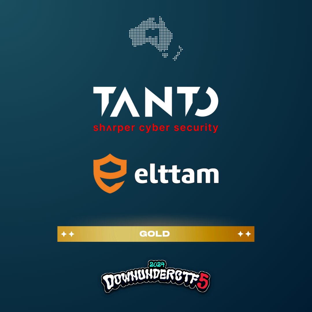Thank you to our Gold Sponsors, <a href="/elttam/">elttam</a> and <a href="/TantoSecurity/">Tanto Security</a>! We are immensely thankful for your backing.

If you would like to learn more about our sponsors please visit: downunderctf.com/sponsors/