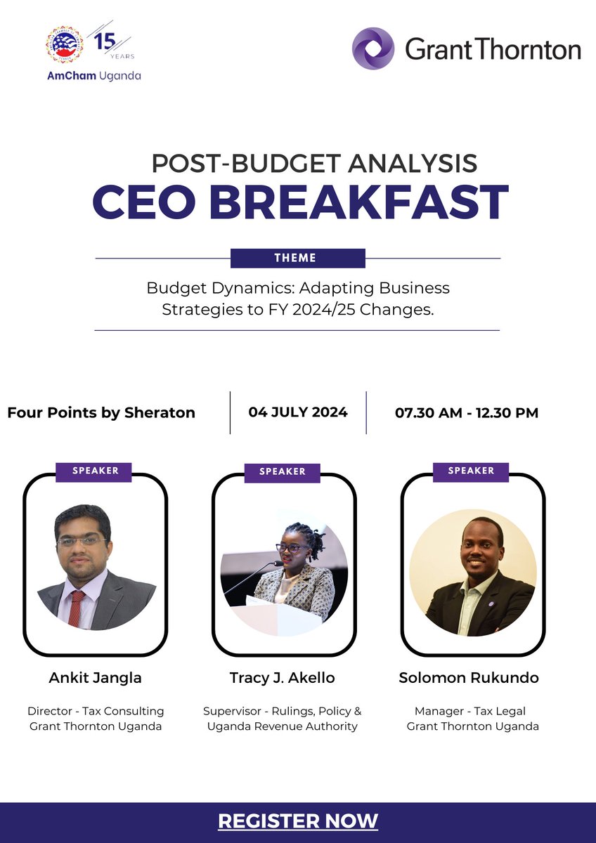 GtUganda's tweet photo. Join us for the Post-Budget Analysis. We’ll delve into the fiscal year 2024/25 budget, exploring its implications and impacts on various sectors.
#PostBudgetAnalysis #BudgetDynamics #BusinessStrategy Register here: https://t.co/z6MI8CL3GN https://t.co/OcN6HUyrty
