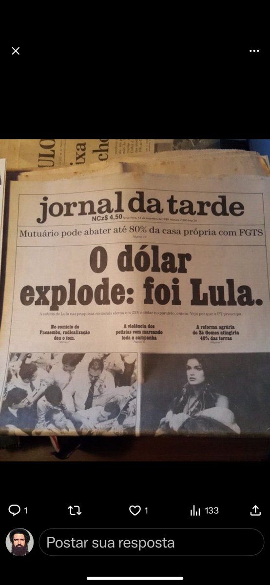 MafinhaBarba's tweet photo. Saca só esse jornal de 89. Parece a imprensa de hoje falando do Bolsonarismo. https://t.co/9mhrnpVti4