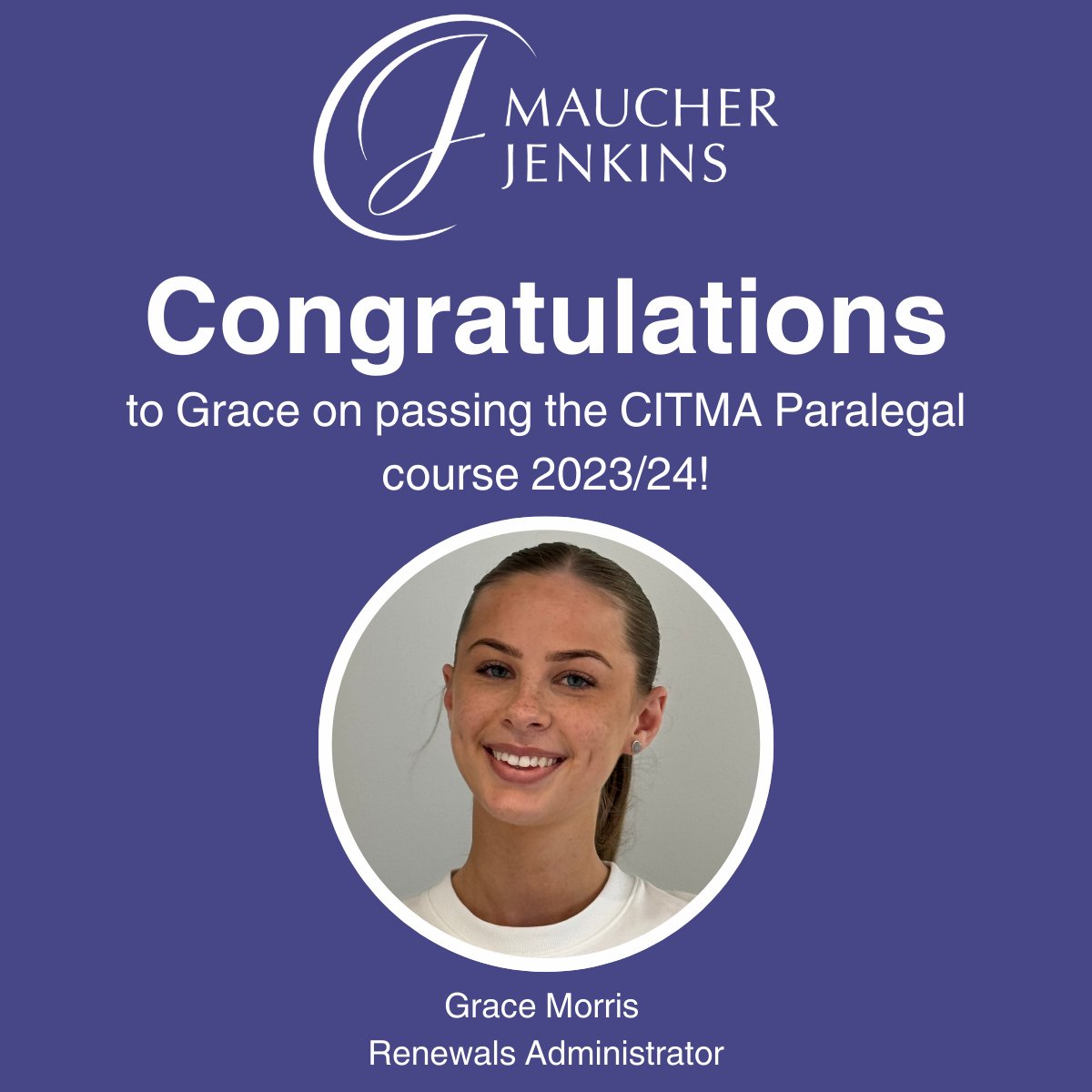 Well done Grace! 
 #CongratulationsGrace #CITMA #trademarks #ProfessionalAchievement