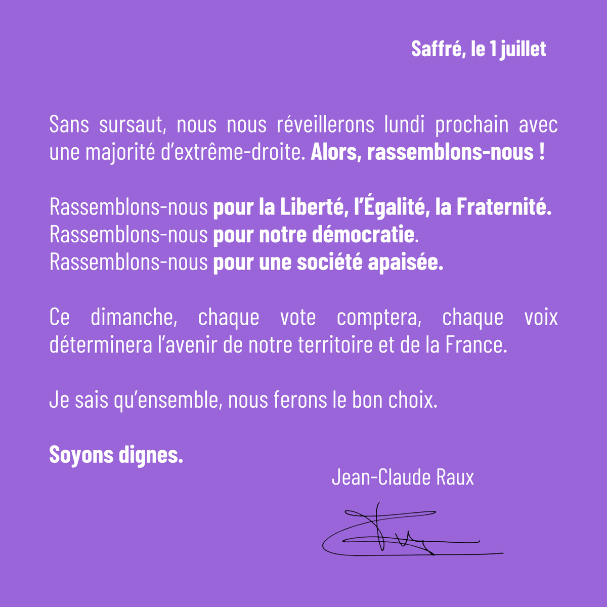 JeanClaudeRaux's tweet photo. Ma réaction au non-désistement de M. Alain Hunault, arrivé 3ème au premier tour ⤵️ https://t.co/AG7WS1gSoO