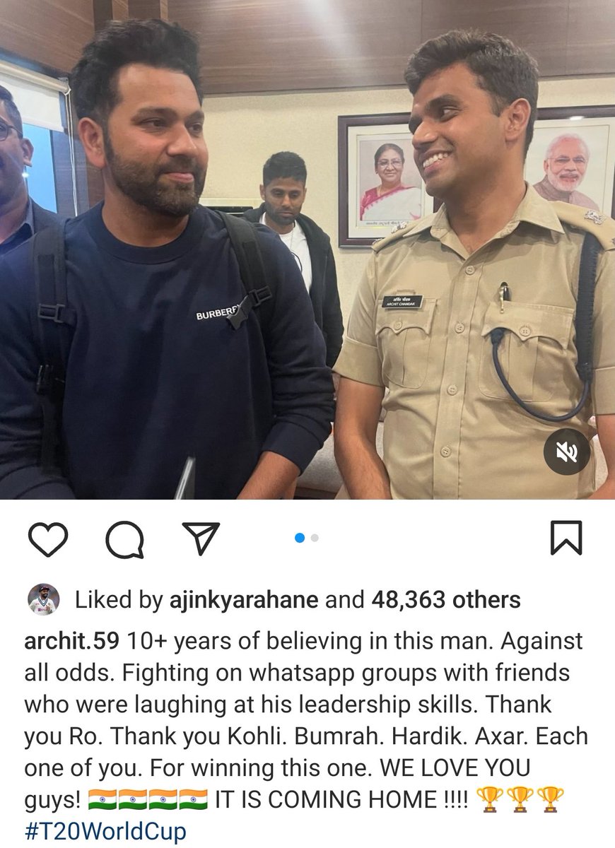 CricCrazyJohns's tweet photo. IPS Officer, Archit Chandak Instagram post for Captain Rohit Sharma 🤯🔥

- Hitman is an emotion.....!!!! https://t.co/dXwfBHKufK