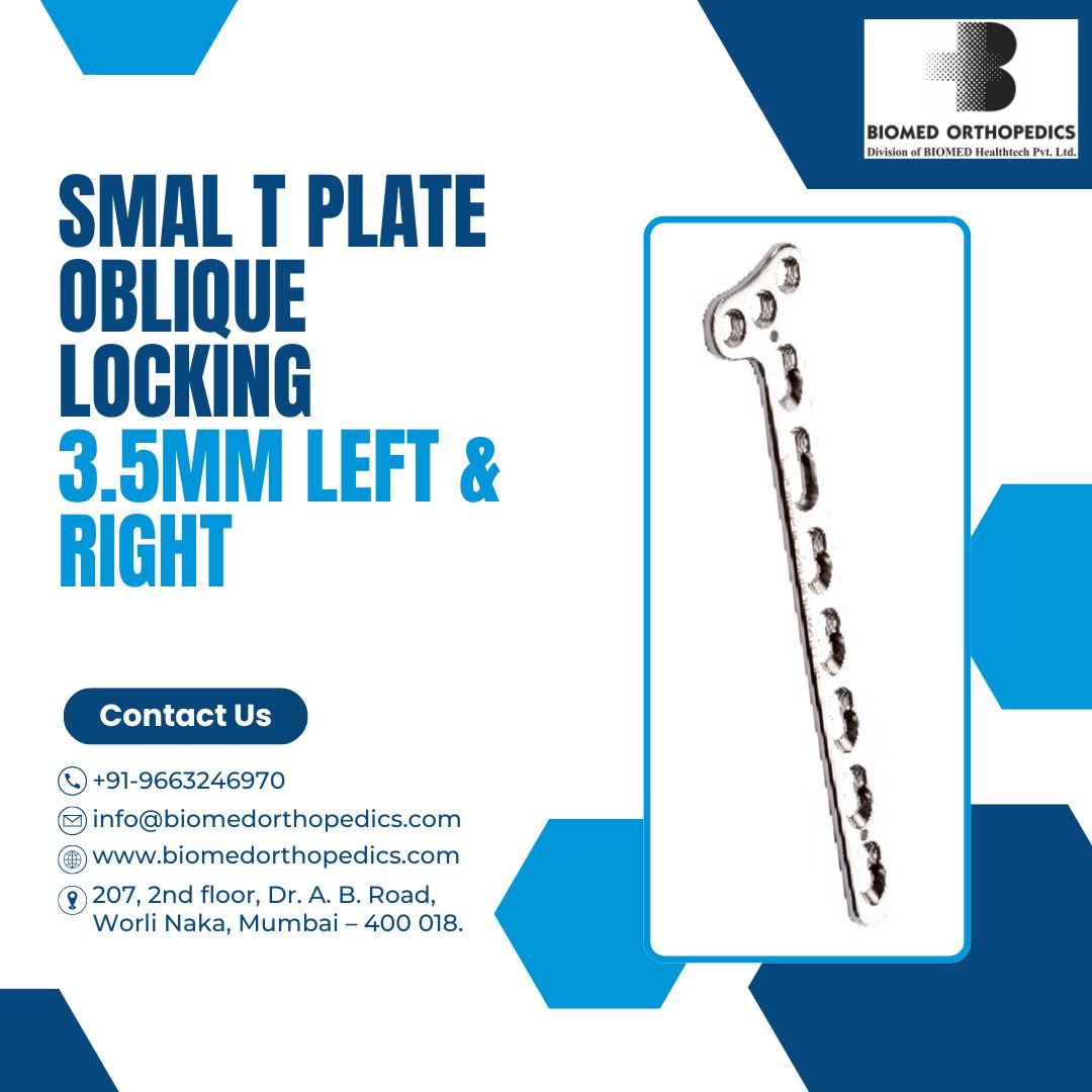 BiomedOrtho01's tweet image. Enhance Your Orthopedic Solutions with Precision! 
Discover the latest in high-quality orthopedic implants with our Smal T Plate Oblique Locking 3.5mm Left &amp;amp; Right equipment
#orthopedics #SurgicalInnovation #lockingimplants #HealthcareInnovation #SurgicalPrecision #medicaldevices