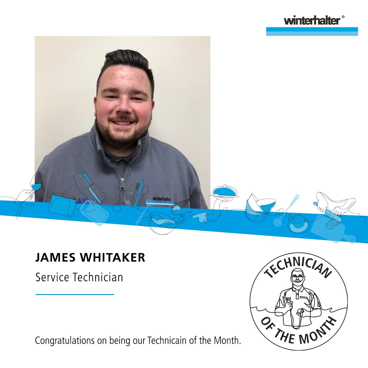 WinterhalterUK's tweet photo. Meet our #TechnicianOfTheMonth for May, James has done a great job. On a Friday night, there was an emergency call out. James went out of his way to get this done, ensuring the customer had the best experience possible.

Congratulations James!

#WinterhalterUK https://t.co/Pmui7LwPxM