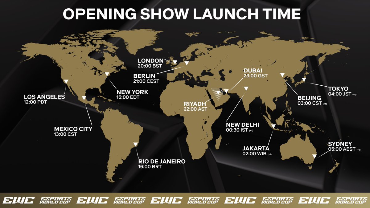 EWC_EN's tweet photo. Tune in the Opening Show of the #EsportsWorldCup

Check the global times so you don’t miss it 👇 https://t.co/apU0UK2TzU