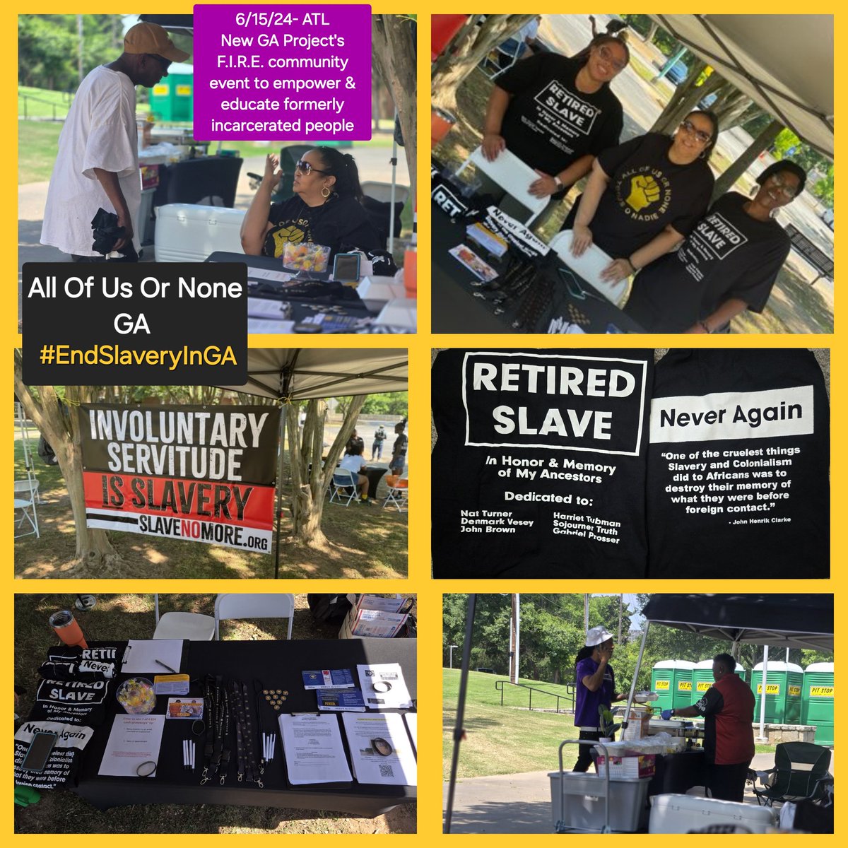 AOUONATL's tweet photo. Thanks @NewGAProject for allowing us to connect with the community on 6/15 on the issue of legalized slavery &amp; the exploitation of our ppl via mass incarceration! Sign our petiton to #endslaveryinGA &amp; learn more about our campaign at https://t.co/DRFx0wh2sh #RetiredSlave https://t.co/Yo6tUH53bs