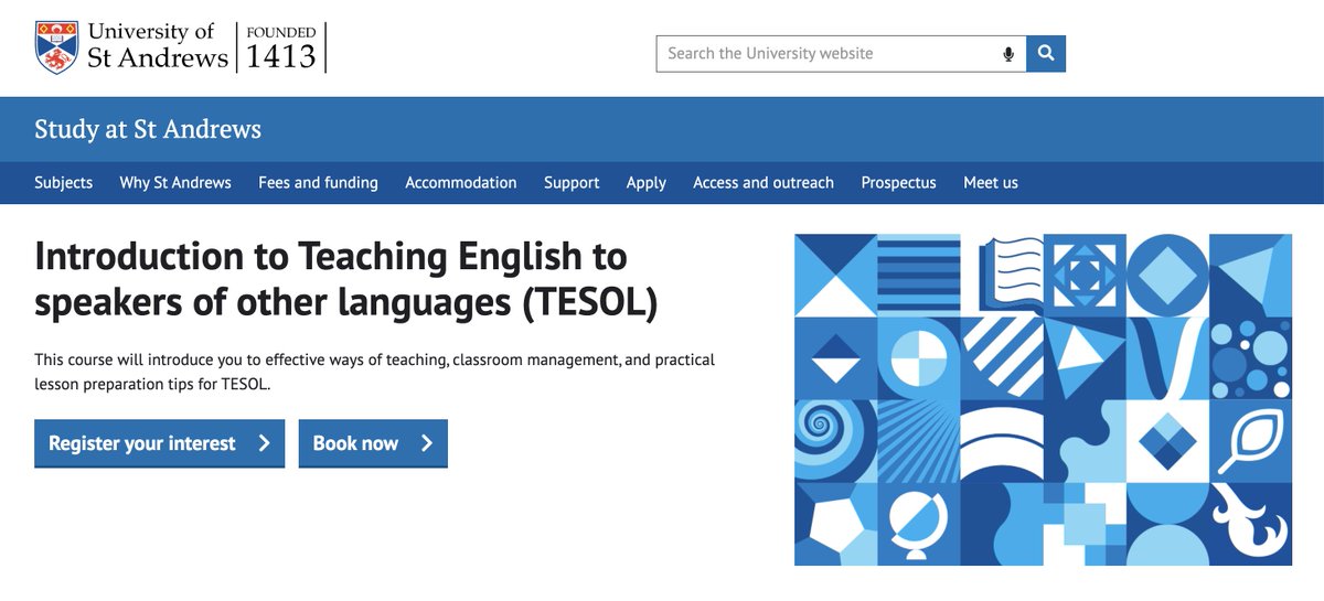 Do you want to learn more about effective ways of teaching, classroom management, and practical lesson preparation tips for #TESOL?   Join our "Intro to TESOL" online course offered by <a href="/StA_IEI/">IELLI - St Andrews</a> <a href="/univofstandrews/">University of St Andrews</a>
st-andrews.ac.uk/study/online-s……
<a href="/tesolgraphics/">TESOLgraphics</a> <a href="/PaulaWerdu/">Dr Paula Villegas</a>