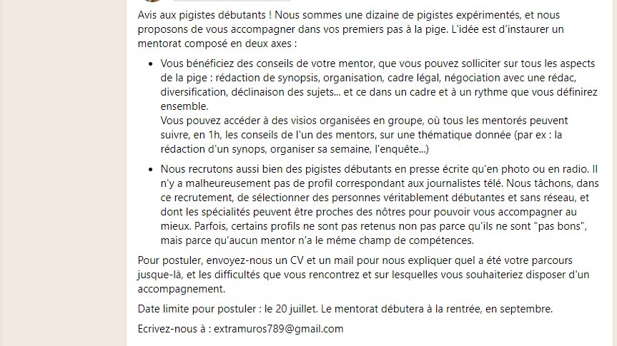 Vous êtes jeune #journaliste, vous venez de vous lancer à la #pige ? Nous vous proposons un mentorat, pour être accompagnés dans vos premiers pas !