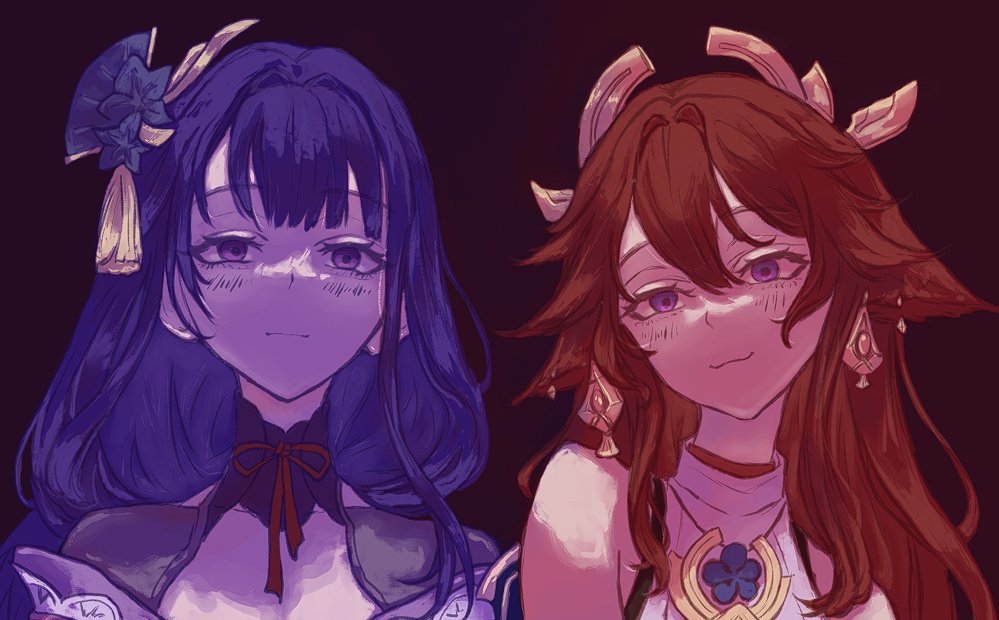 This is the plan that I'm going for right now ahhh!! and I think the atmosphere of these two pretty ladies is giving! ✨With their beauty, but have that deadly personality. It is their character, after all^^
#yaemiko #RaidenShogun #GenshinImpact #WIP