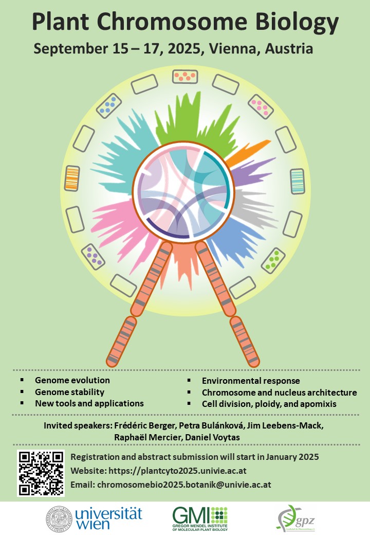 Gesellschaft für Pflanzenzüchtung e.V. (GPZ) (@gpzev) on Twitter photo GPZ Plant Chromosome Biology meeting (AG3)
plantcyto2025.univie.ac.at GPZ Plant Chromosome Biology meeting (AG3)
plantcyto2025.univie.ac.at
