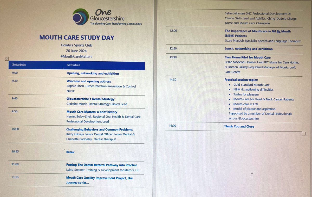 I want to highlight how awesome this was! 🫶

Myself and colleague Leslie on 20th June hosted Gloucestershire first countywide Mouth Care Study Day‼️

#MouthCareMatters