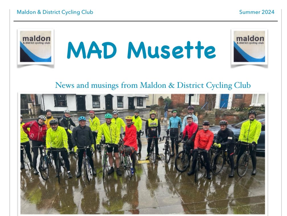 Summer edition of the <a href="/MaldonCycling/">Maldon Cycling Club</a> newsletter is out! madcc.org.uk/wp-content/upl… with tales of cycling in our corner of Essex! As club media sec(!) I’m keen for content so feedback welcomed! <a href="/rovers_cc/">Colchester Rovers CC</a> <a href="/Cycling_T_T/">Cycling Time Trials</a> <a href="/ChelmerCC/">Chelmer Cycling Club</a> <a href="/AthlonCc/">Athlon CC</a> <a href="/EssexRoadsCC/">Essex Roads CC</a> <a href="/SndWheelers/">SouthendWheelers</a> <a href="/BritishCycling/">British Cycling</a>
