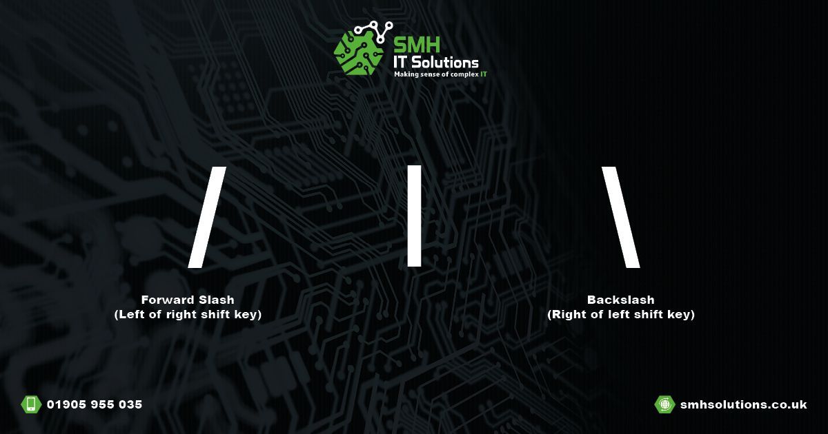 smh_solutions's tweet image. Forward slash and Backslash are terms you see in computing, but do you know which is which?
Here’s (hopefully) an easy way to remember…
Think of a line standing up |
If it fell forwards it becomes a forward slash /
If it fell backwards it becomes a backslash \
Simples!