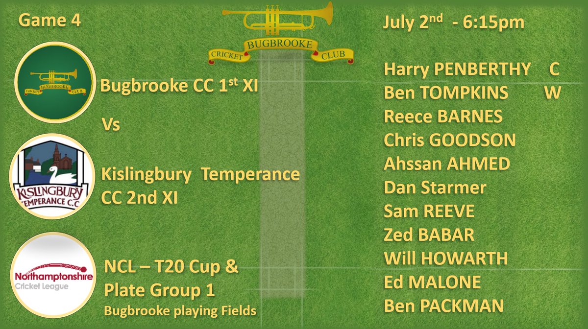 Bugbrooke C.C. (@bugbrookecc) on Twitter photo <a href="/BugbrookeCC/">Bugbrooke C.C.</a> host very local rivals <a href="/Kislingbury_CC/">Kislingbury Temperance CC</a> in the Northants Cricket League T20 cup, play starts at 6:15pm at Bugbrooke playing fields.
#bugbrooke #bugbrookecricket #t20 #t20cricket #t20cup #local #localrivals #neighbours <a href="/BugbrookeCC/">Bugbrooke C.C.</a> host very local rivals <a href="/Kislingbury_CC/">Kislingbury Temperance CC</a> in the Northants Cricket League T20 cup, play starts at 6:15pm at Bugbrooke playing fields.
#bugbrooke #bugbrookecricket #t20 #t20cricket #t20cup #local #localrivals #neighbours