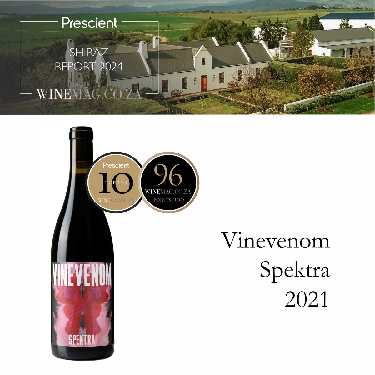 Only 15 cases left of the Vine Venom Spektra Syrah 2021 - the very first release which secured 96 points in the <a href="/Winemag/">Winemag</a> blind tasting for the Shiraz report 2024. 

R1,680 per case of 6 including delivery anywhere in South Africa. DM or email Samantha@vinevenom.com