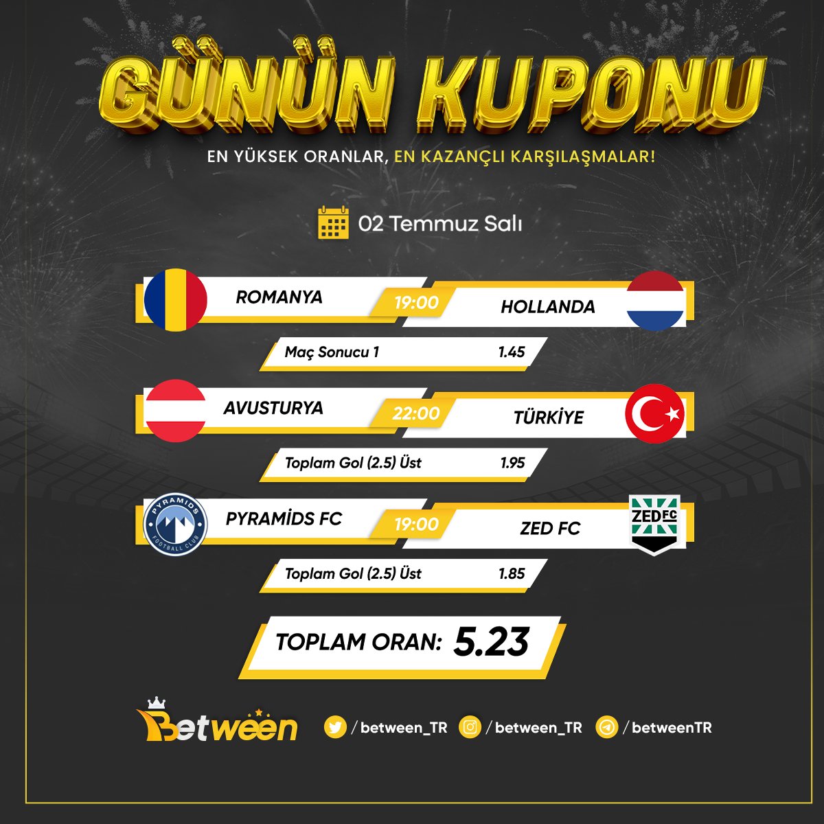 ⚡️GÜNÜN KOMBİNESİ ⚡️

😍 KUPON KAZANIRSA
5⃣0⃣ #FREEBET hediye

✅ <a href="/between_TR/">Between</a> takip
✅ RT + FAV
✅ Yoruma #Between etiketi ile KULLANICI ADINI yazmayı unutma
‼️ Son işlem şartı YOK!

⚡️ cutt.ly/between