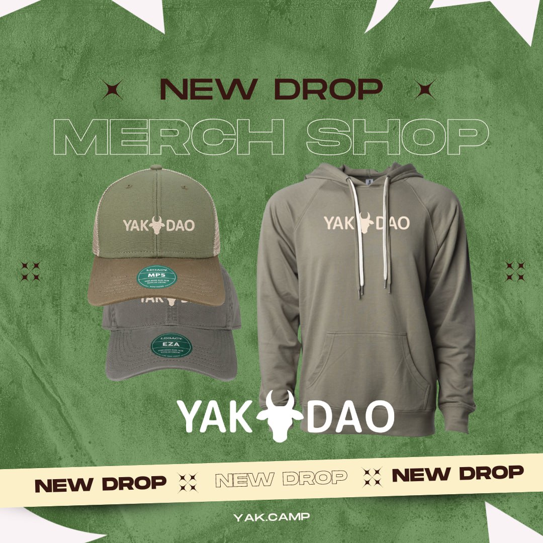 🚀 Exciting news, YAKDAO fam!   

Our merch store is launching soon ⏰ 

Get ready to rep our exclusive, limited edition collection filled with additional perks, rewards and more 👀

Stay tuned later today as we spill the juice on all the details:
- 5 EPIC products
- Hundreds of