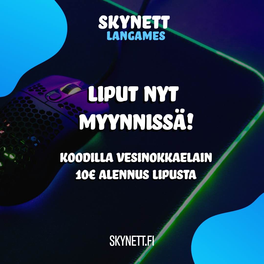 Aikainen lintu alen nappaa🪱🐦

Lippukauppa on nyt auki ja heinäkuun ajan saat 10€ alennuksen lipuista koodilla "VESINOKKAELAIN"

Varmista ajoissa itsellesi lanien parhaat paikat!

skynett.eventiolive.fi/events/665766f…

#skynettlangames #skynett #lanit