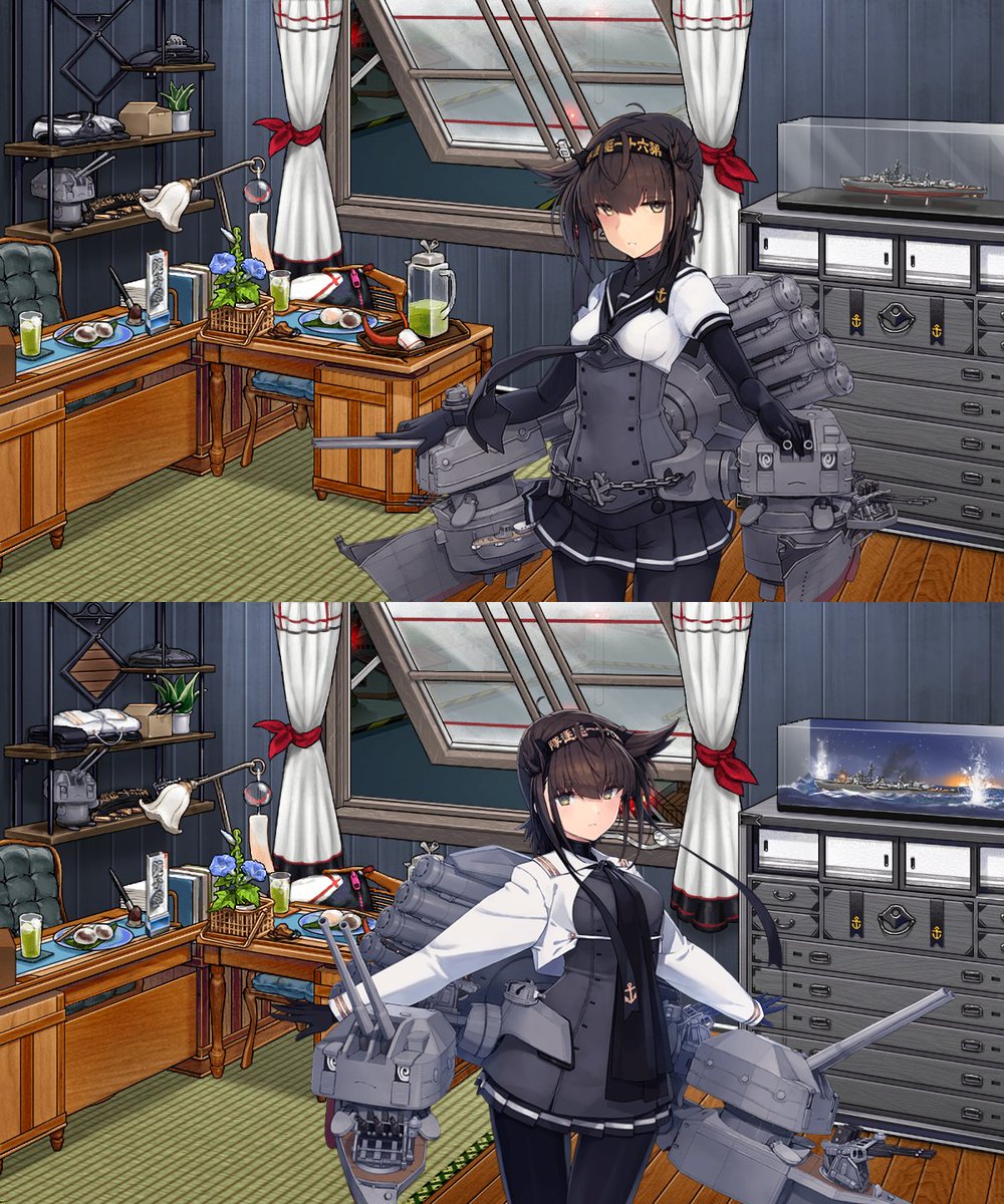 今更初月のしんがり桐箪笥買ったけど初月改二を置くと変わるしんがり