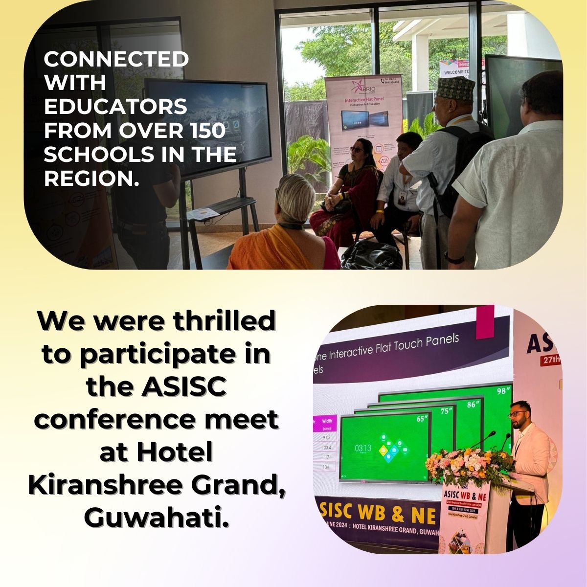 brio_touch's tweet image. We are thrilled to have participated in the ASISC Conference for West Bengal and North East regions!

Engaging with over 150 schools and showcasing our innovative solutions was an incredible experience. Together, we&apos;re shaping the future of education.

#ASISCConference #briotouch