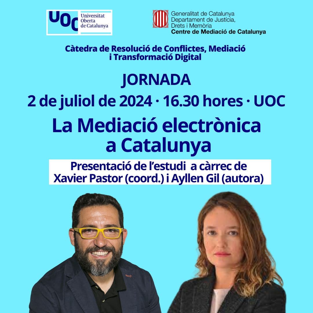 🙋‍♂️ Us esperem avui a la tarda.

📍Rambla de Poblenou, 154 Edifici C de la <a href="/UOCuniversitat/">UOCuniversitat</a> <a href="/UOCedcp/">UOC Dret i Política</a> 

Si no t'has pogut inscriure, vine i inscriu-te abans de començar la sessió.

#mediacio #mediacioelectronica #estudi #catedra #conflictologia #conflictes #tecnologiadigital