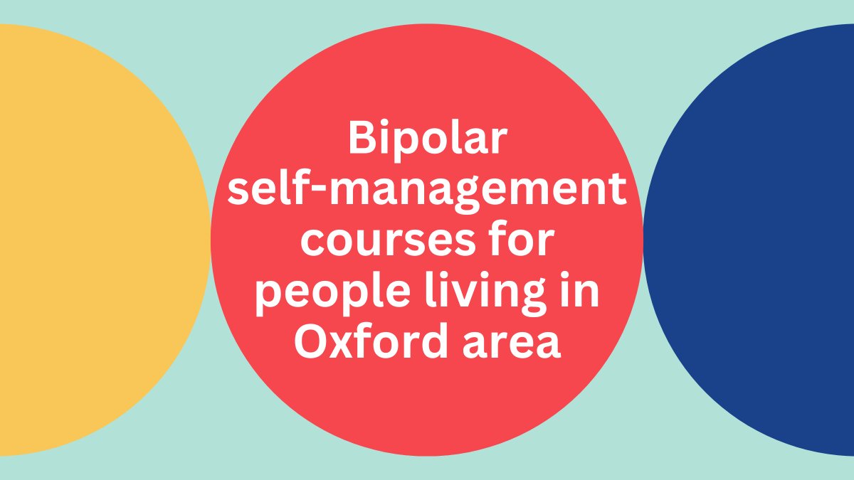 BipolarUK's tweet photo. 🌟 Do you live in the #Oxford or #Banbury area? Would you like to meet other people in your area and learn proven self-management techniques to live well with #bipolar? 🌟

We're launching three bipolar self-management courses, each in an area of Oxford or Banbury.

Courses run from early August to late September.

If you live locally, find out more and sign up today >> https://t.co/WbPaR406tV