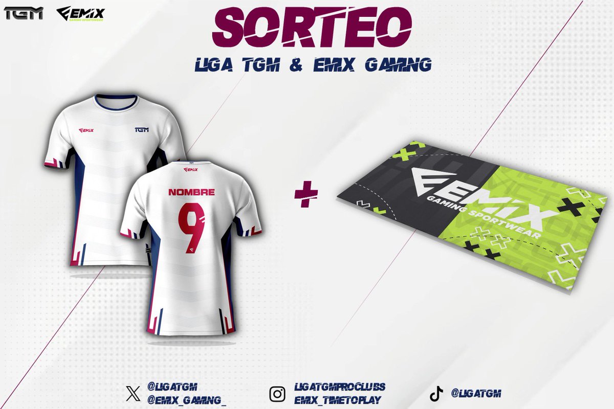 LigaTGM's tweet photo. 🚨SORTEAZO | TGM x EMIX GAMING 🚨

Participa en nuestro increíble sorteo de verano y llévate la nueva camiseta de TGM 23/24 de la mano de @Emix_Gaming_ 

¿Cómo participar? ⤵️

🔸Sigue a @LigaTGM y @Emix_Gaming_ 
🔸Da RT 🔄 y LIKE ❤️  
🔸Menciona a 2 amigos 

¡Así de sencillo! Este pack, puede ser tuyo 🫵🏻

🎁 Nueva camiseta de TGM + Toalla personalizada Emix Gaming 

👉🏻 Ganador del sorteo: 11/07