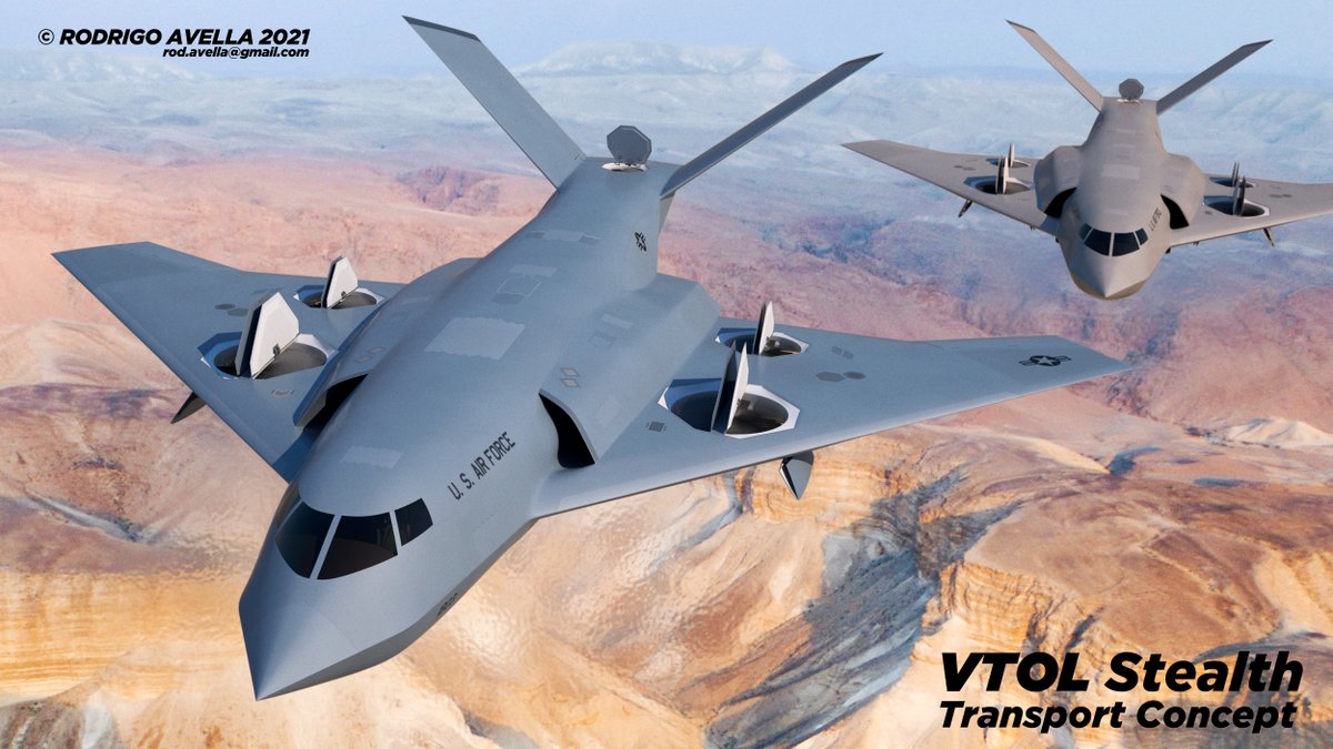 rodrigoavella's tweet photo. VTOL Stealth Transport
Stealth high-speed vertical take-off and landing aircraft concept, for special operations transport.
https://t.co/wVwLpBMhZ4
#specialforces #vtol #vtolaircraft #stealth #concept #conceptaircraft #airforce #usaf #navy #fighterjet #jet #sixthgeneration https://t.co/HwgalMeJxt