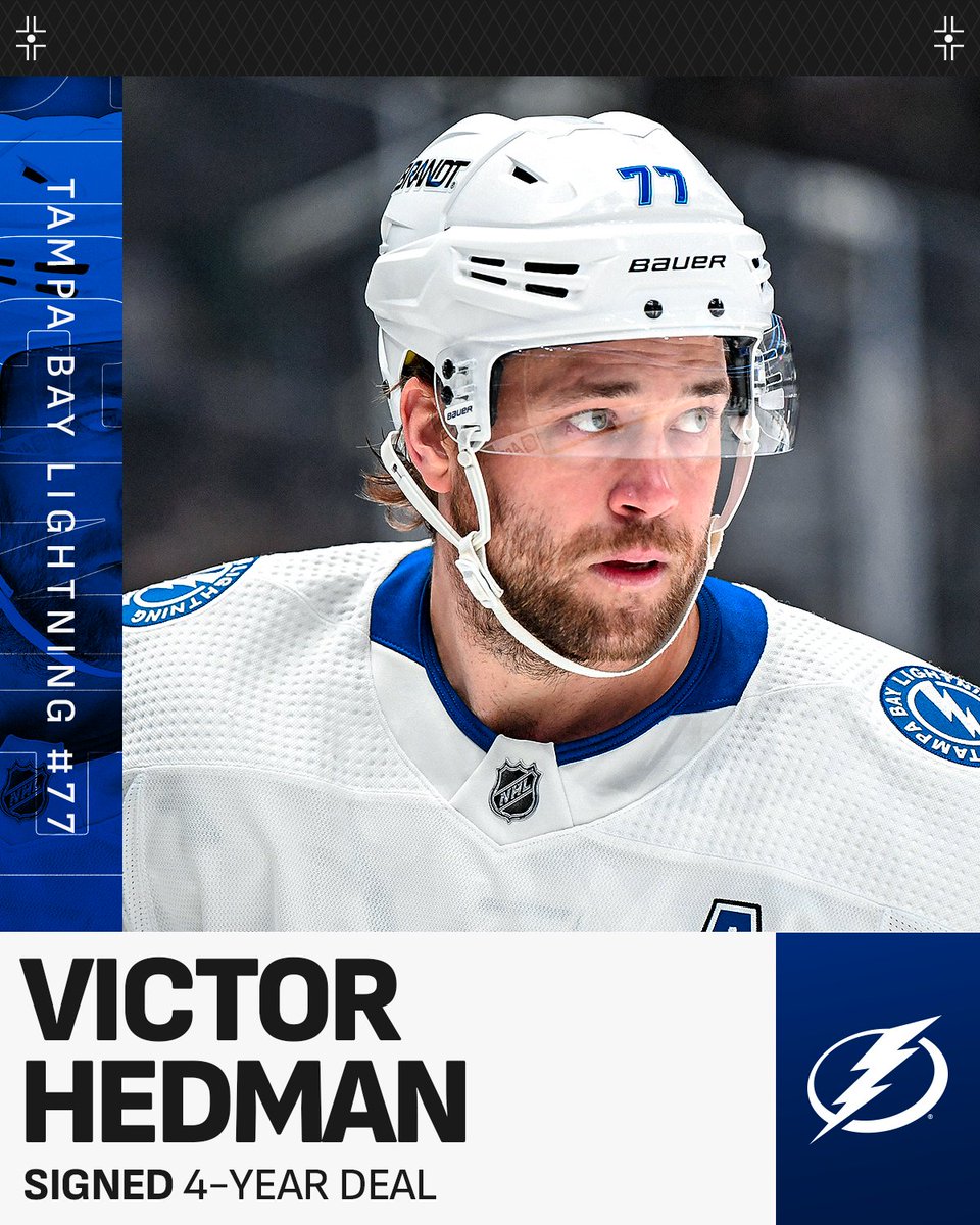 DONE DEAL ⚡️

Victor Hedman is staying with the <a href="/TBLightning/">Tampa Bay Lightning</a> on a four-year deal! #NHLFreeAgency