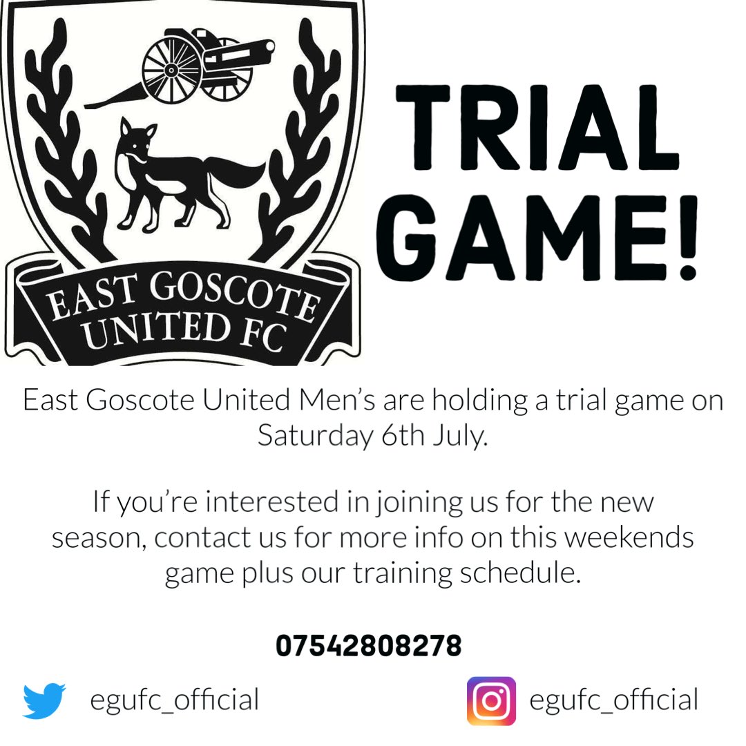 Our <a href="/LeicsCFL/">LCFL Sponsored by Uptonsteel</a> side are holding a trial game this Saturday. Give us a message for more details!