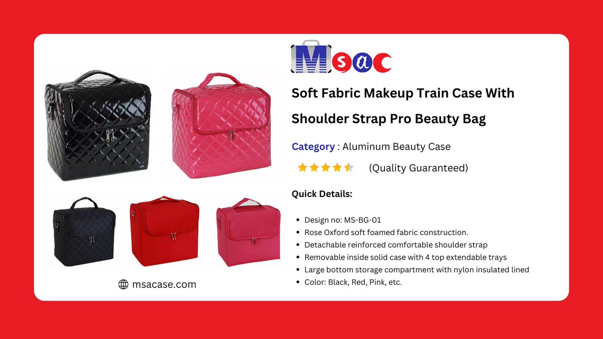 MSACaseCo's tweet photo. Introducing the ultimate makeup organization solution: the soft fabric train case from MSACase! This versatile bag provides ample storage for all your cosmetics, and the detachable shoulder strap allows for hands-free travel. Visit our website - https://t.co/1BBe8Ck8R8 https://t.co/nwYaIb58XJ