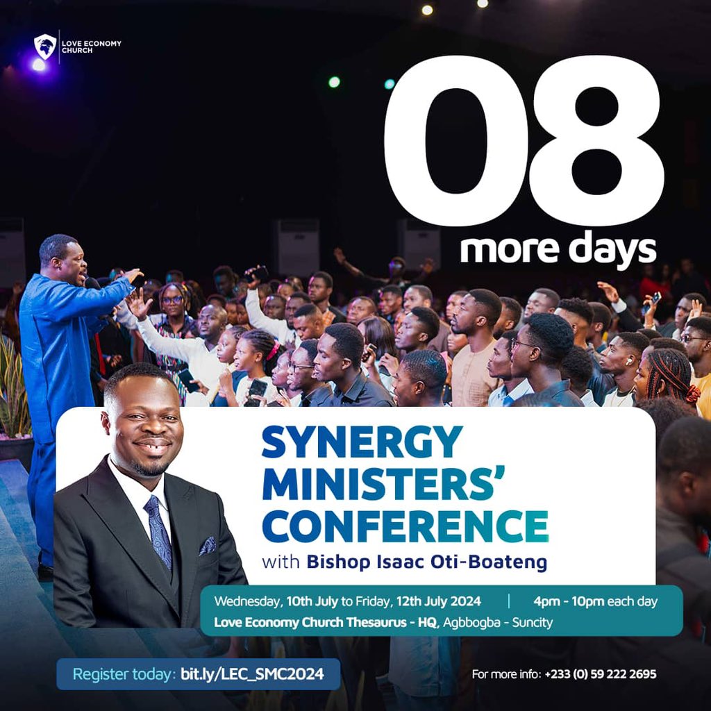 BishopIsaacOti's tweet photo. 💫⚡️Church growth is possible! Join us at the maiden edition of Synergy Ministers’ Conference happening in 8 days for a life-changing encounter!⚡️

See you soon!❤️

#SMC #synergy #MinistersConference #synergyministersconference #bishopisaacotiboateng #pastors #churchworkers https://t.co/fHFXnzNYLf